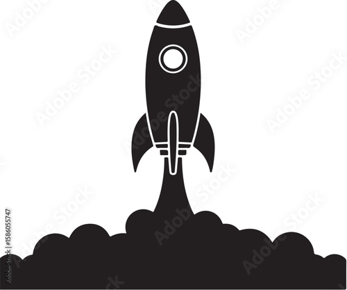 Rocket Ship Launching with Smoke Silhouette a Symbol of Innovation and Technological Advancement in Space Exploration Ventures