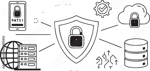 Network Shield and Lock Icons