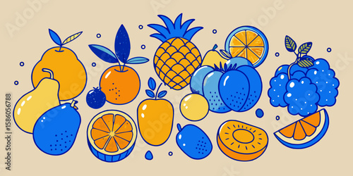 Abstract floral background with a seamless pattern of fresh citrus fruit slices like orange, lemon, and lime, vector illustration