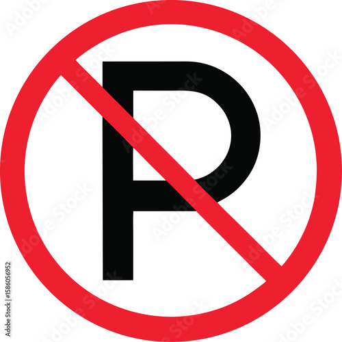 Red circle warning symbols, prohibiting smoking and parking, indicating a road safety ban