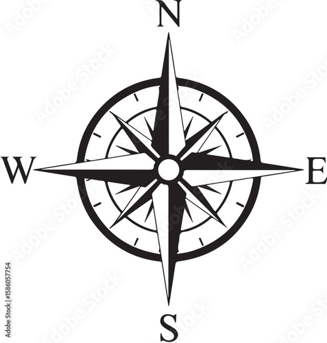 Detailed Compass Rose Illustration Symbolizing Direction and Navigation Representing Guidance Exploration Discovery and Adventure in a Minimalist Artistic Style