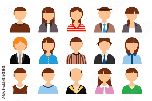 Iconic Representation: A collection of stylized icons showcases a variety of individuals from diverse backgrounds, representing the essence of people.