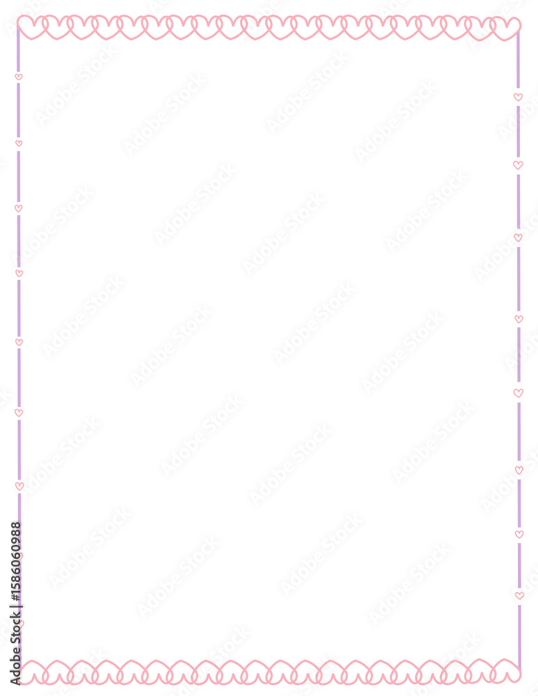 Obraz premium Valentine’s day border frame. love heart doodle border. doodle borders and frames. Hand drawn borders clipart.