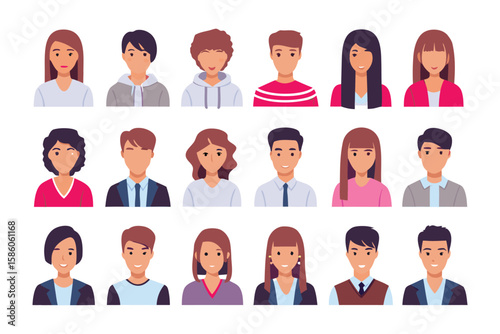 Diverse Faces: A collection of diverse faces, each a unique portrait, showcasing various styles and expressions that represents the concept of individuality and inclusivity.