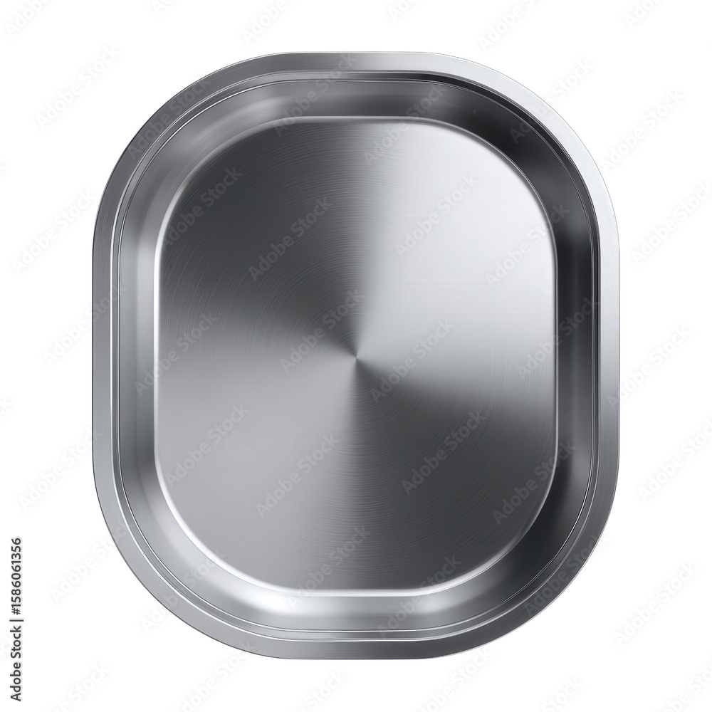 Obraz premium Minimalist Metal Tray: A close-up shot of a sleek, modern metal tray, showcasing its smooth, reflective surface and minimalist design.
