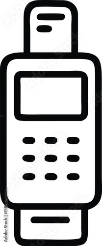 Simple line drawing of POS terminal device for cashless payments vector