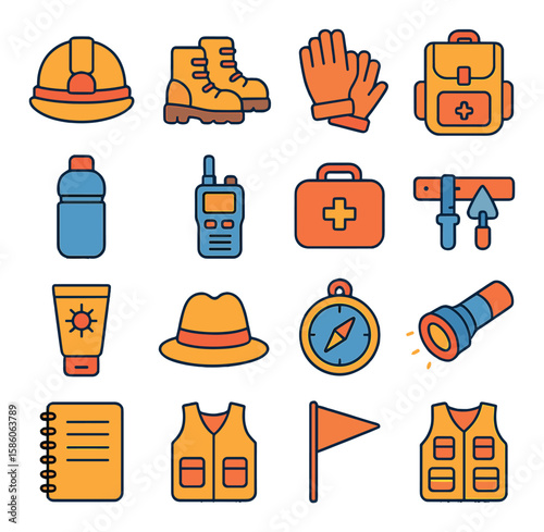 Conceptset modern flat style.archaeologygear modern flat