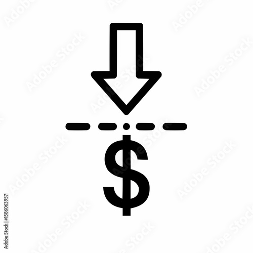 Downward arrow piercing original price. Reduced cost