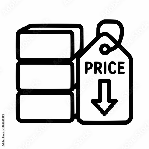 Stacked products with descending price. Volume discount
