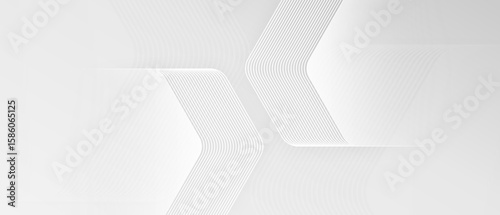 White abstract glowing geometric hexagon lines with technology digital hi-tech concept background