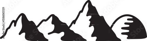 Jagged peaks mountain range silhouette vector