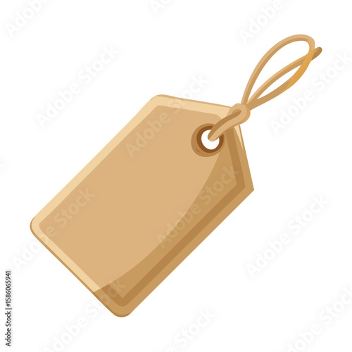 Minimal Paper Tag with Twine Loop on Transparent Background – Price Label Vector Template – Generative AI