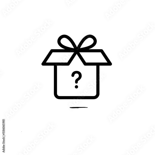 Gift box with a ribbon and question mark on white background  