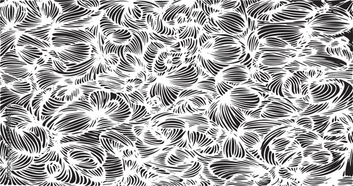 Monochrome texture composed of irregular graphic elements. Distressed uneven grunge background. Abstract vector illustration. Overlay for interesting effect and depth. Isolated on white background.
