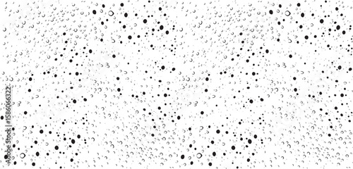 Small water drops texture vector. Rainy window overlay texture. Rain on glass background. Abstract halftone textured effect. Vector Illustration. EPS10.