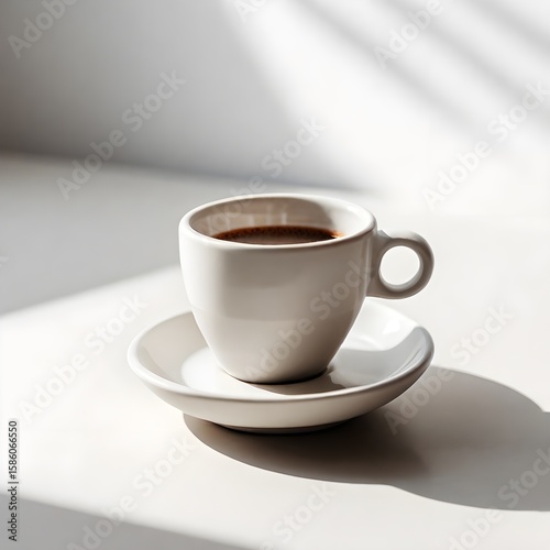 Wallpaper Mural Espresso Cup in Sunlit Minimalist Setting Torontodigital.ca