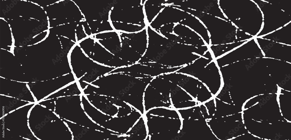 Obraz premium Monochrome texture composed of irregular graphic elements. Distressed uneven grunge background. Abstract vector illustration. Overlay for interesting effect and depth. Isolated on white background. 