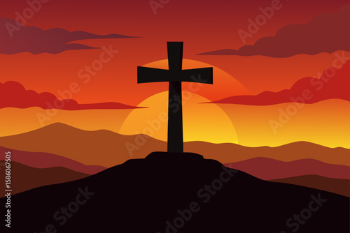 cross at sunset