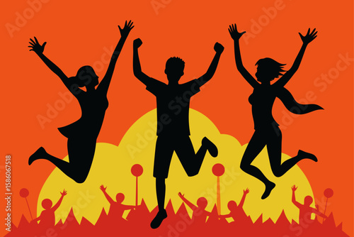 jumping people silhouettes
