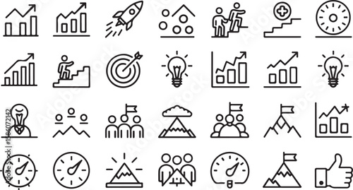 Business growth success and achievement icons vector