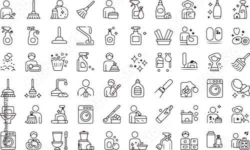Cleaning supplies and tools for household chores hygiene