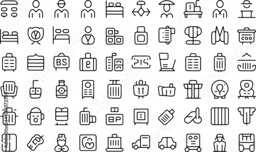 Collection of travel and accommodation icons hotel luggage