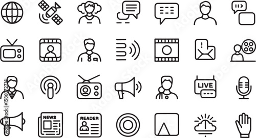 Communication media and broadcasting icons globe satellite