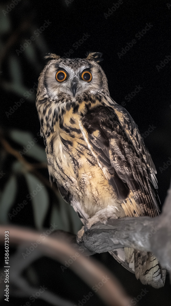 Fototapeta premium Majestic Owl Perched in the Night
