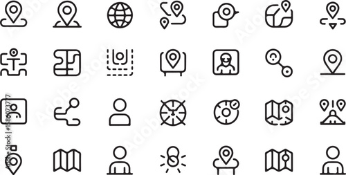 Location pins globe maps people and routes vector