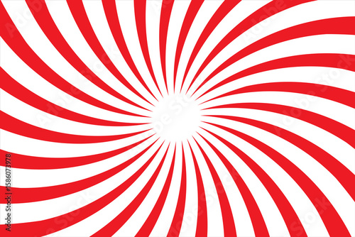 Circus background and spiral retro rays vector pattern. Vintage poster of red white sun or star burst radial lines with grunge texture, circus, carnival, summer fair or chapiteau backdrop