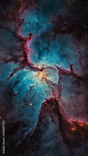 Photo of a stunning nebula glows with vibrant colors in the cosmos