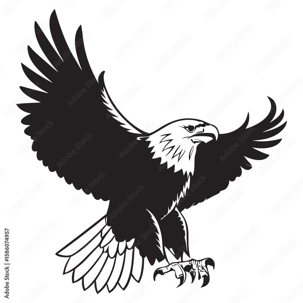 Fototapeta premium Attacking Bald Eagle with Talons Extended - Vector Logo Illustration