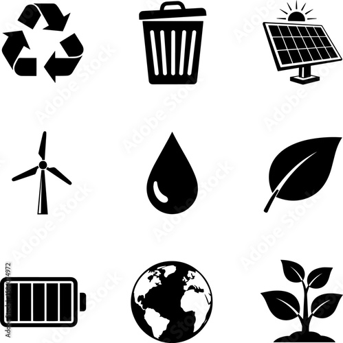 Explore a collection of eco elements icons, perfect for enhancing designs focused on nature and sustainability, transparent background