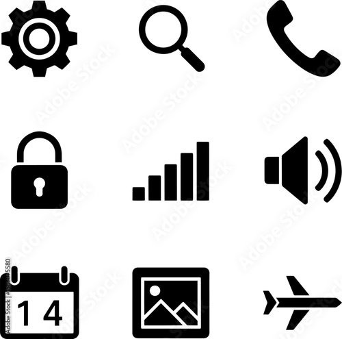 Sleek mobile UI icons enhance user interface and navigation experiences, transparent background