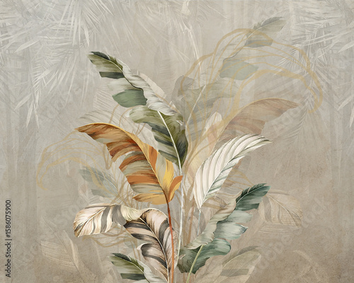 vintage background illustrator tropical leaf oldish design