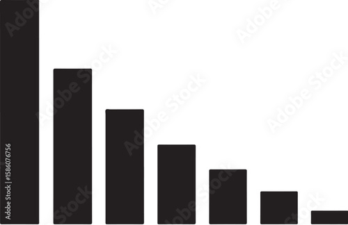 Bar Chart Depicting Declining Values Indicates Downward Trends or Diminishing Quantities Represented Visually Across Several Categories or Time Periods