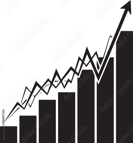 Business Growth and Investment Graph Showing Positive Trends and Financial Success Depicting Chart with Increasing Bars and Line
