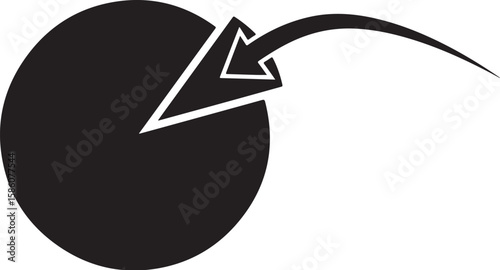 Abstract Graphic Depiction of Pizza Slice Removal Representing Loss or Reduction with Symbolic Arrow Element Design Concept