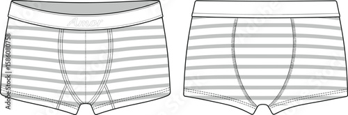 Men's striped boxer briefs, stylish underwear, comfortable fit, modern fashion, front and back view, high-quality fabric, everyday essentials, trendy design