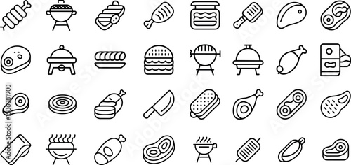 Meat product  icon set,vector illustration