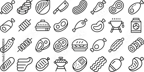 Meat product  icon set, Meat product  vector illustration