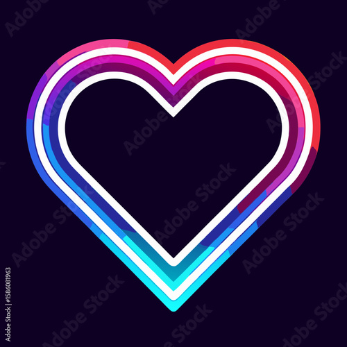 Colorful layered heart shape with gradient effect isolated on white background