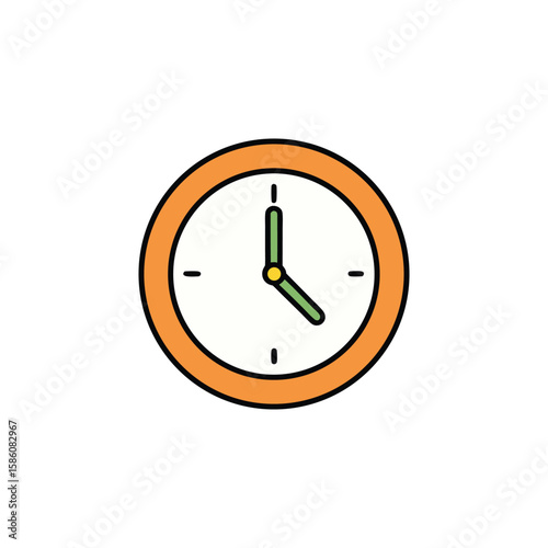 Vector art of a simple clock shows the time isolated on white background