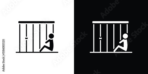 Canvas Print Jail icons flat design concept for graphics.