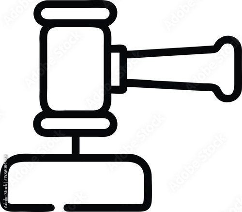 Simple outline illustration of a judge gavel for legal design use