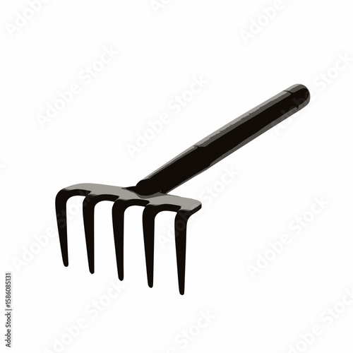 Small Garden Rake Silhouette Vector - Hand Tool Graphic for Gardening & Soil Work