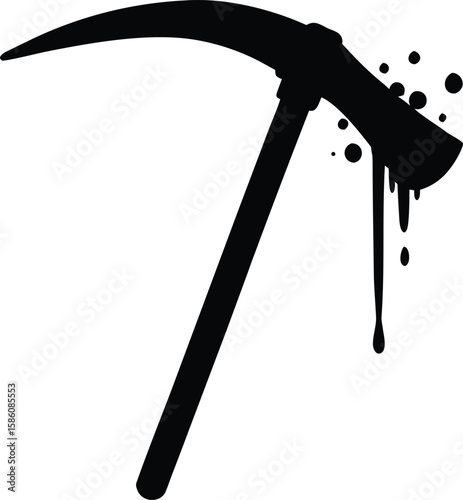 Black spray paint pickaxe graffiti silhouette vector design urban art style clipart illustration