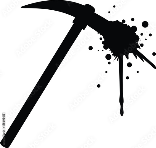 Pickaxe silhouette graffiti art black spray paint urban street style vector illustration clipart