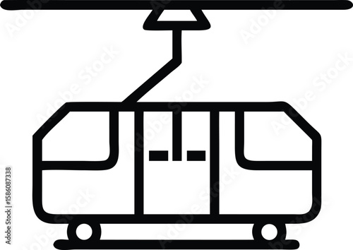 Simple outline of a gondola ski lift cabin for mountain transport designs