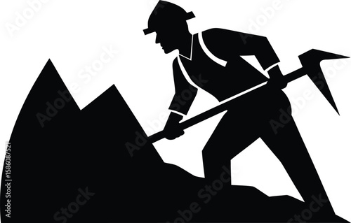 Labor Worker Miner Silhouette Illustration for Clipart Graphic and Vector